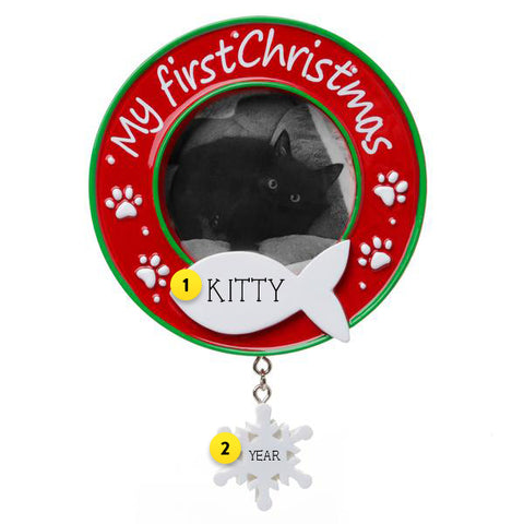 Cat's First Christmas Frame Personalized Ornament For Tree