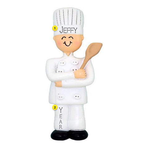 Chef with wooden spoon ornament for Christmas tree