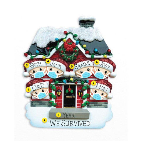 Personalized Quarantined at Home Family of 6 Ornament