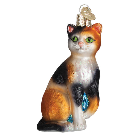 Glass Calico Cat Ornament for Christmas Tree
