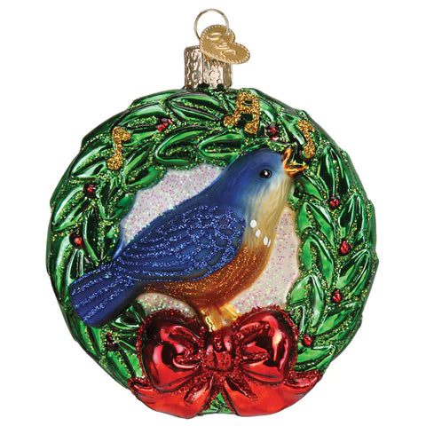 Beautiful Blue Calling Bird Glass Ornament
