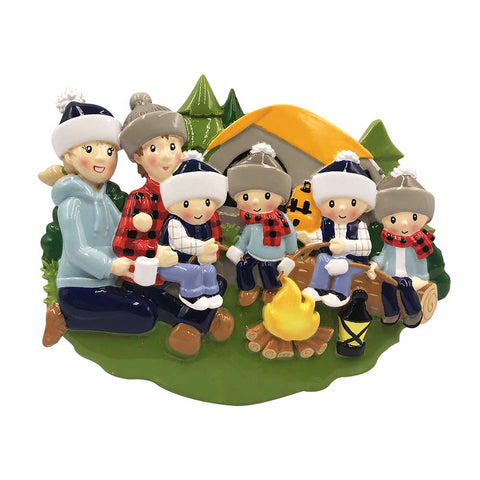 Camping Family of 6 Ornament