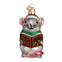 Glass Christmas Mouse Caroling Ornament 