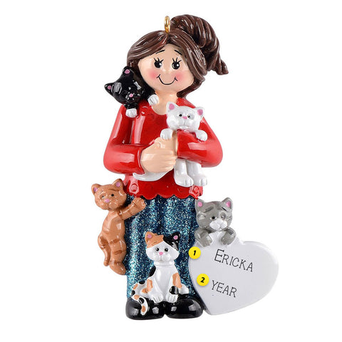 Cat Lady Ornament Can Be Personalized 