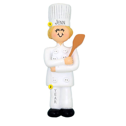 Personalized Chef Ornament - Female, Blonde Hair