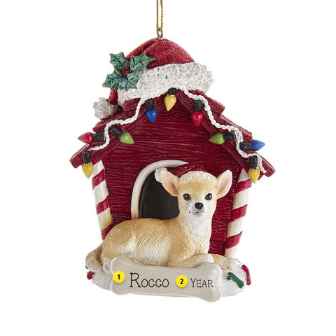Chihuahua in Dog House Christmas Tree Ornament