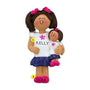 Child with Doll Ornament - Girl with Brown Hair for Christmas Tree
