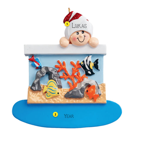Child with aquarium ornament can be personalized