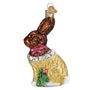 Chocolate Easter Bunny Glass Ornament in gold wrapping