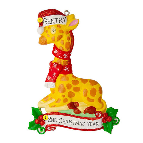 Personalized Holiday Giraffe Ornament