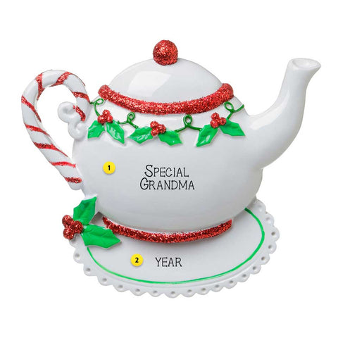 Christmas Teapot Ornament Personalized