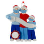 Family of 3 Wearing Masks With Toilet Paper and Coronavirus germ Christmas Ornaments