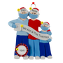 Family of 3 Wearing Masks With Toilet Paper and Coronavirus germ Christmas Ornaments