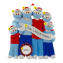 Family of 6 Wearing Masks with Toilet Paper and Coronavirus germ Christmas Ornament