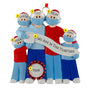 Covid Family of 5 Wearing Masks with Coronavirus Germ Christmas Ornament