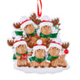 Personalized Cutesy Moose Family of 5 Ornament