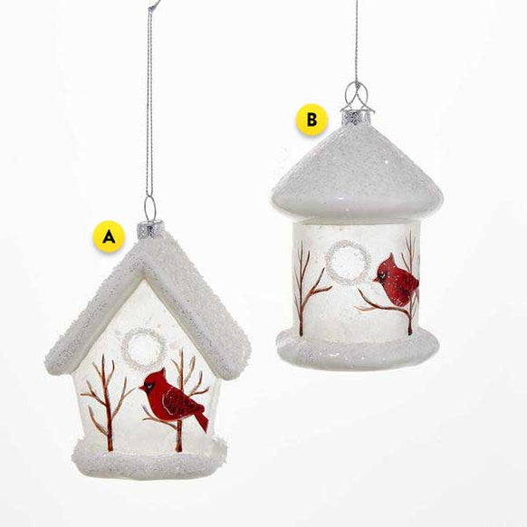Birdhouse with Cardinal Ornament
