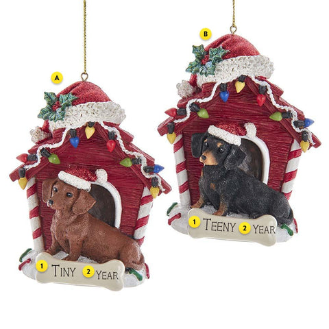 Personalized Dachshund in Dog House Ornament
