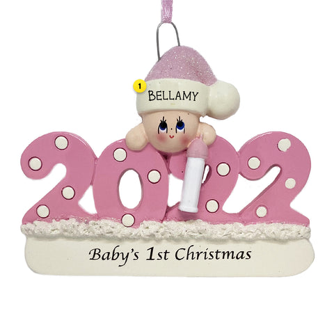 Baby's first Christmas personalized ornament dated for 2022