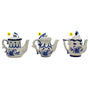 Porcelain Blue Delft Teapot Christmas Tree Ornaments, 3 Assorted