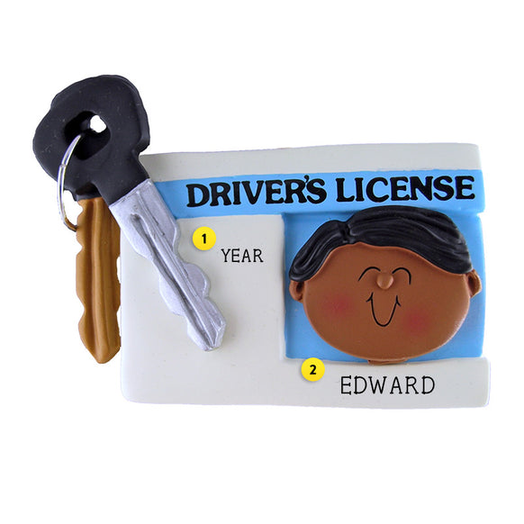 Personalized New Driver's License Ornament - African-American Male