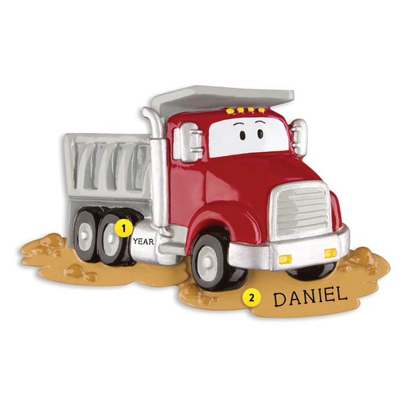 Dump Truck with Face Ornament - Red for Christmas Tree