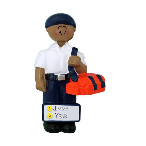 Personalized EMT/First Responder Ornament - Male, African American