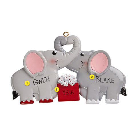 Personalized Elephant Couple In Love Ornament