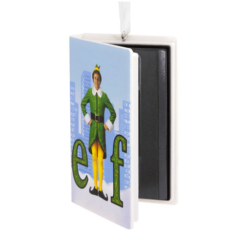 Replica of a VHS tape of the movie Elf Ornament 