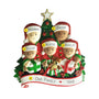 Interracial Family of 5 opening presents ornament