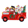 Personalized Red Truck Snowman Family of 6 Ornament