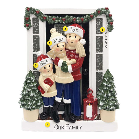 Farmhouse Family of 3 Ornament Personalized 