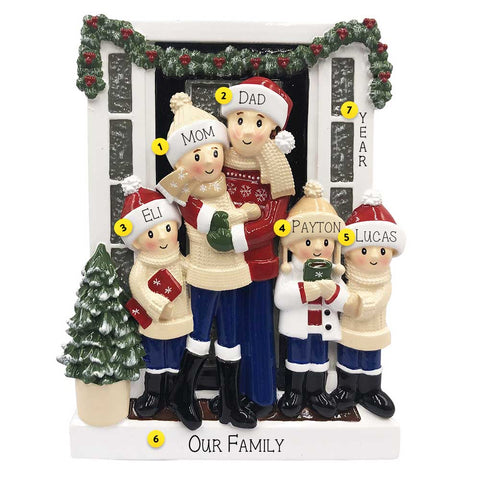 Farmhouse Family of 5 Ornament Personalized 