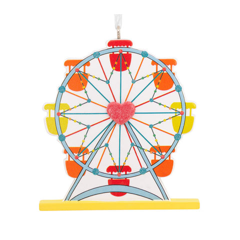 Ferris Wheel Ornament in Red, Yellow and Orange with heart shape middle