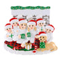 Personalized Fireplace Family of 6 with Dog Ornament