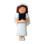 First Communion Ornament - Female, Brown Hair for Christmas Tree