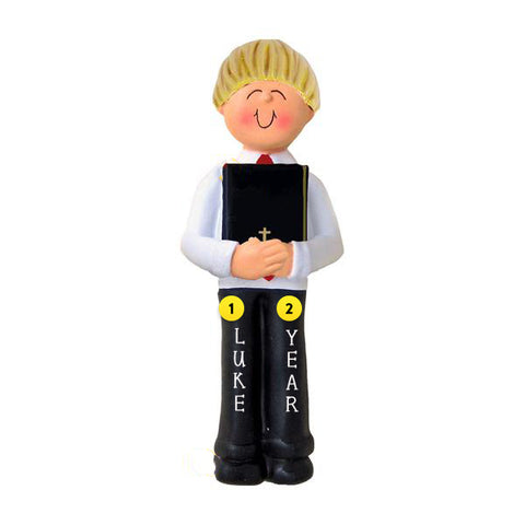 Personalized First Communion Ornament - Male, Blonde Hair
