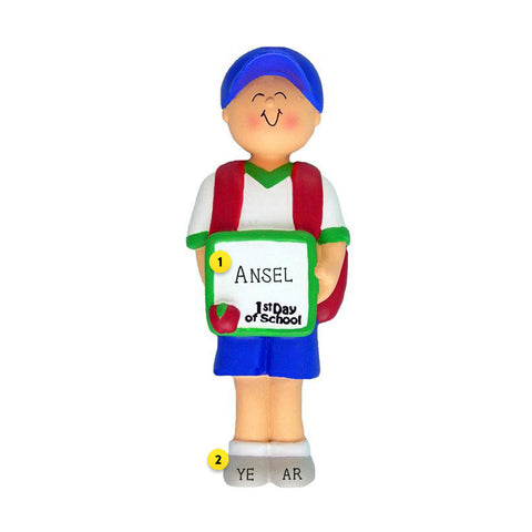 1st Day of School Boy Christmas Ornament Personalized