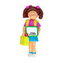 1st Day of School Ornament - White Female, Brown Hair for Christmas Tree