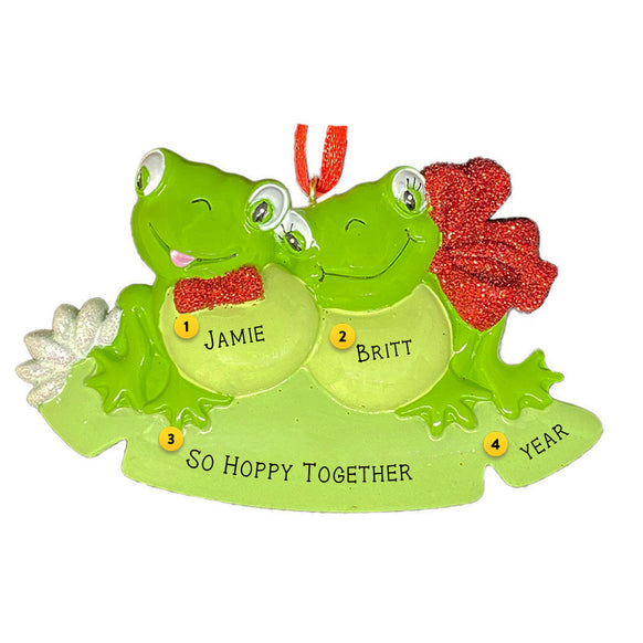 Personalized Frog Couple Christmas Ornament  