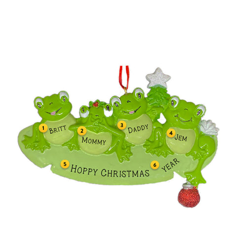Frog Family of 4 Personalized Ornament