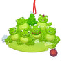 Six Cute Frogs on a Lily Pad Christmas Ornament 
