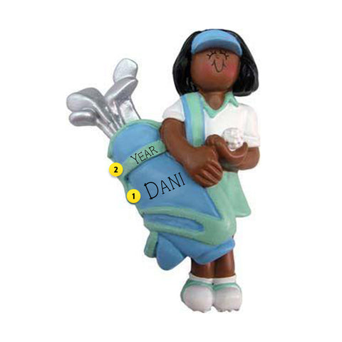 Golf Girl African American ornament for Christmas Tree