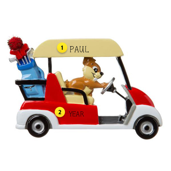 Personalized Golf Cart With Gopher Driving It Ornament For Your Tree