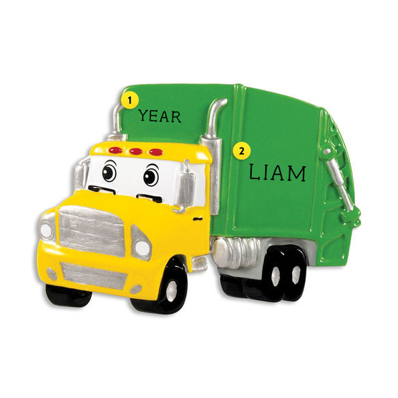 Garbage Truck with Face Ornament for Christmas Tree