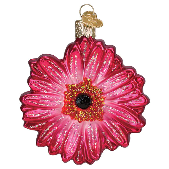 Gerbera Daisy Glass Ornament Old world Christmas in pinks