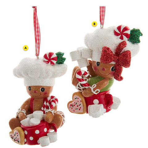 Gingerbread-Boy-and-Girl-With-Hot Cocoa and Marshmallows Ornaments