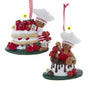 Gingerbread Baker Christmas Tree Ornament, 2 assorted Choose One, A. w/strawberry shortcake B. w/ white cake chocolate frosting