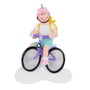Blonde girl riding a purple bicycle ornament 