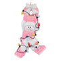 Pink Baby Girl Snowman tangled in lights with a pink wreath with white bow